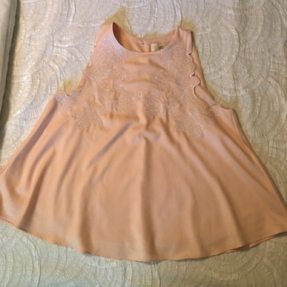 Pink embroidered tank